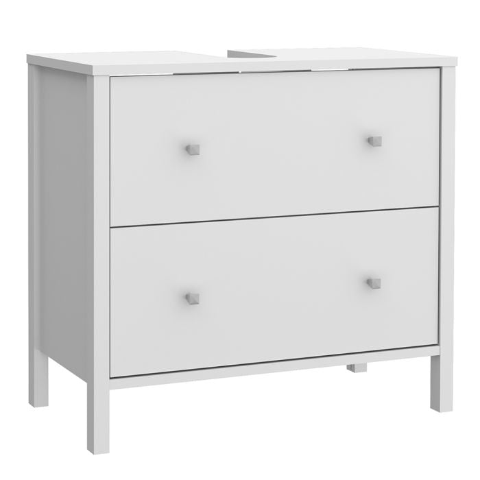 Ipsarion Under Sink Vanity Unit with 2 Drawers & Silver Handles in White