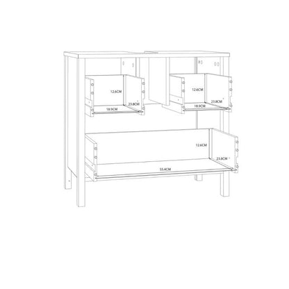 Ipsarion Under Sink Vanity Unit with 2 Drawers & Silver Handles in White
