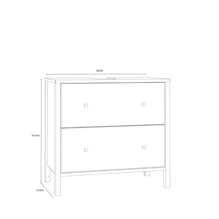 Ipsarion Under Sink Vanity Unit with 2 Drawers & Silver Handles in White