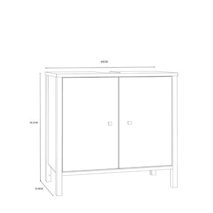 Ipsarion Under Sink Vanity Unit with 2 Doors & Silver Handles in White