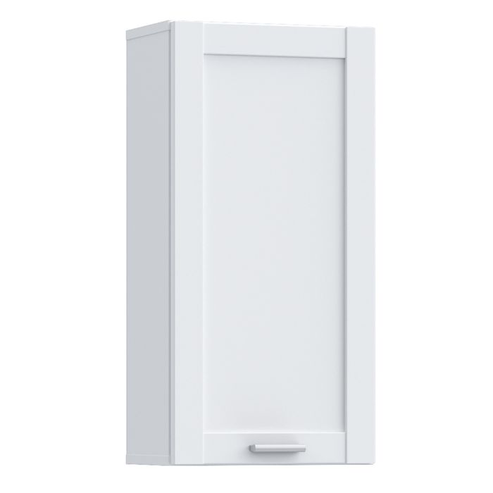 Lokko Hanging Cupboard with 1 Door & Silver Handle in White