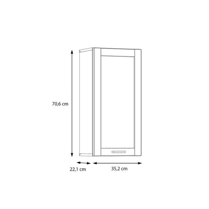 Lokko Hanging Cupboard with 1 Door & Silver Handle in White