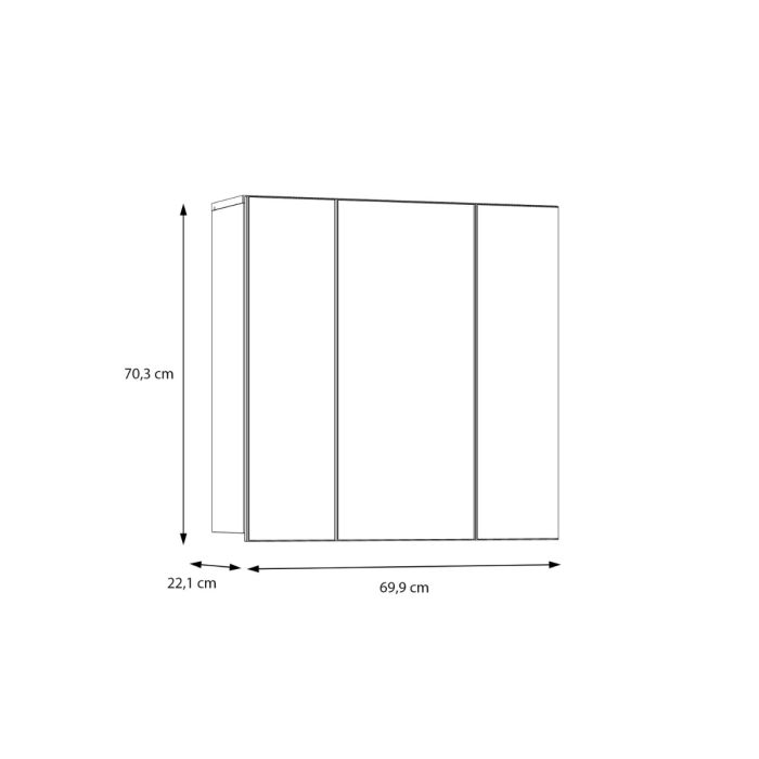 Lokko Hanging Cupboard with 3 Mirror Doors in White