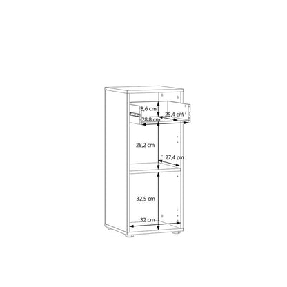 Lokko Bathroom Storage Unit with 1 Door & 1 Drawer with Silver Handles in White