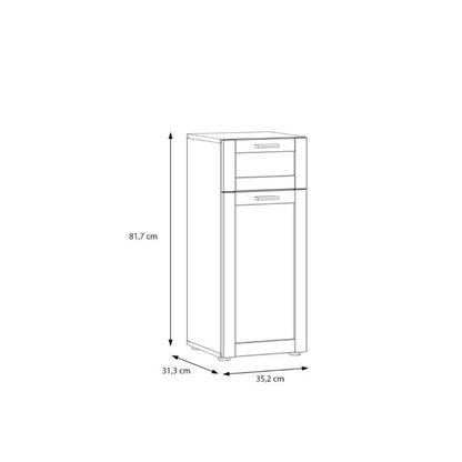 Lokko Bathroom Storage Unit with 1 Door & 1 Drawer with Silver Handles in White