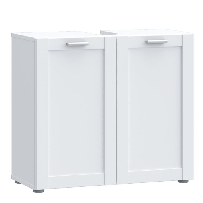 Lokko Under Sink Vanity Unit with 2 Doors & Silver Handles in White