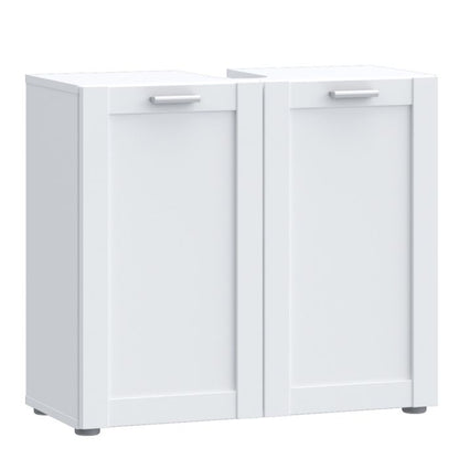 Lokko Under Sink Vanity Unit with 2 Doors & Silver Handles in White