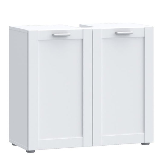Lokko Under Sink Vanity Unit with 2 Doors & Silver Handles in White