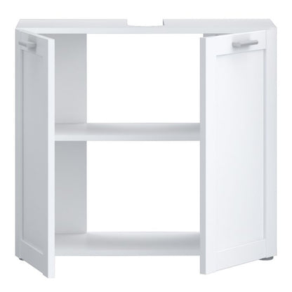 Lokko Under Sink Vanity Unit with 2 Doors & Silver Handles in White