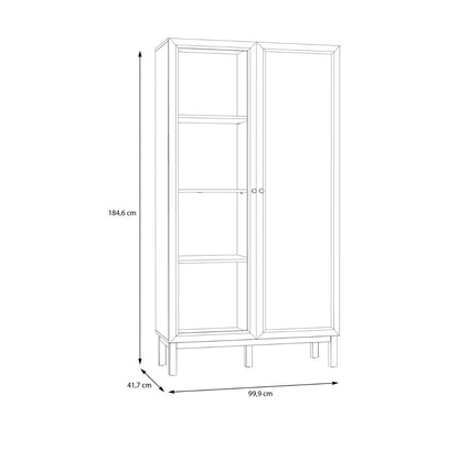 Wensley Display Cabinet with 1 Door and 1 Glass Door in Light Grey and Oak inc LED Lighting