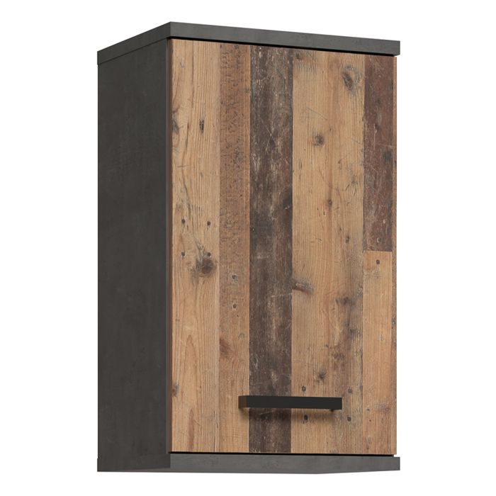 Veris Small Hanging Cupboard with 1 Door in Walnut and Dark Grey