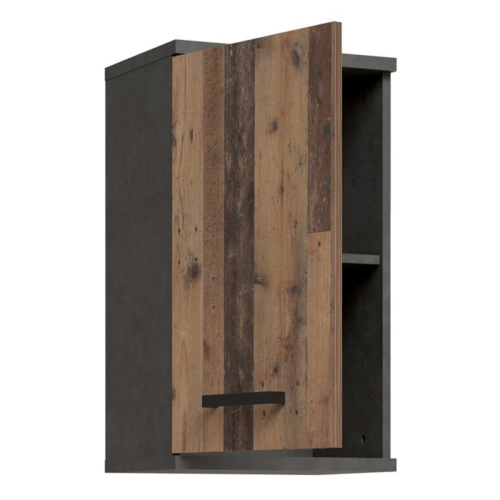 Veris Small Hanging Cupboard with 1 Door in Walnut and Dark Grey