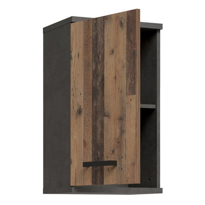Veris Small Hanging Cupboard with 1 Door in Walnut and Dark Grey