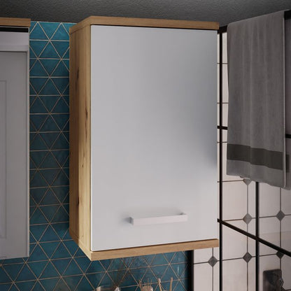 Veris Small Hanging Cupboard with 1 Door in Artisan Oak and Light Grey