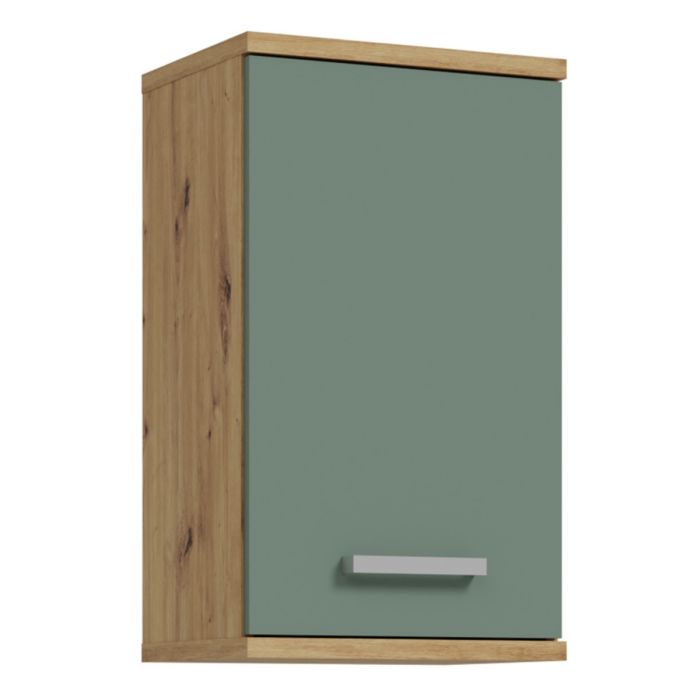 Veris Small Hanging Cupboard with 1 Door in Artisan Oak and Sage Green