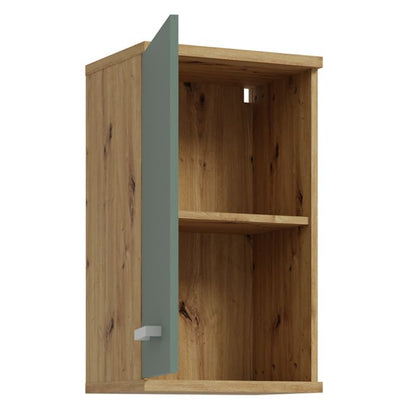 Veris Small Hanging Cupboard with 1 Door in Artisan Oak and Sage Green