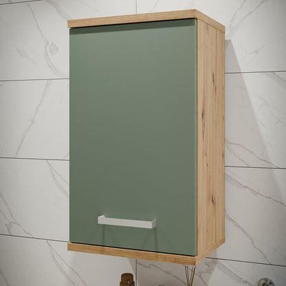 Veris Small Hanging Cupboard with 1 Door in Artisan Oak and Sage Green
