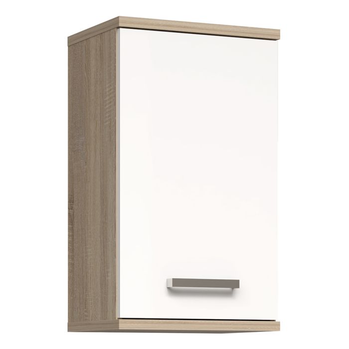 Veris Small Hanging Cupboard with 1 Door in Sonoma Oak and White High Gloss