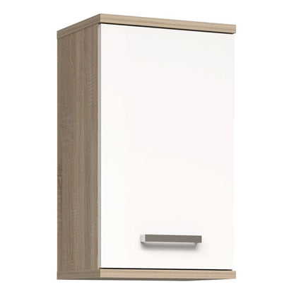 Veris Small Hanging Cupboard with 1 Door in Sonoma Oak and White High Gloss