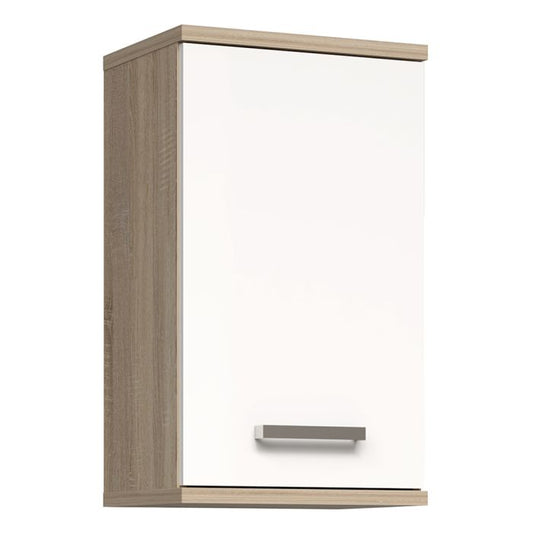 Veris Small Hanging Cupboard with 1 Door in Sonoma Oak and White High Gloss