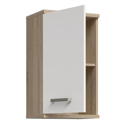 Veris Small Hanging Cupboard with 1 Door in Sonoma Oak and White High Gloss