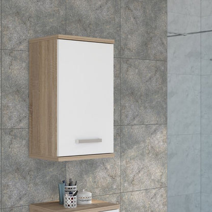 Veris Small Hanging Cupboard with 1 Door in Sonoma Oak and White High Gloss