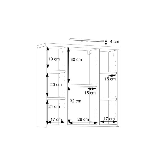 Veris 3 Door Mirrored Bathroom Cabinet with Integrated LED Lighting – Walnut & Dark Grey