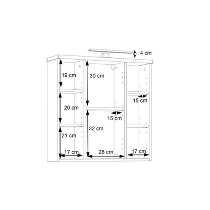 Veris 3 Door Mirrored Bathroom Cabinet with Integrated LED Lighting – Walnut & Dark Grey