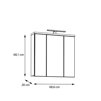 Veris 3 Door Mirrored Bathroom Cabinet with Integrated LED Lighting – Artisan Oak and Light Grey