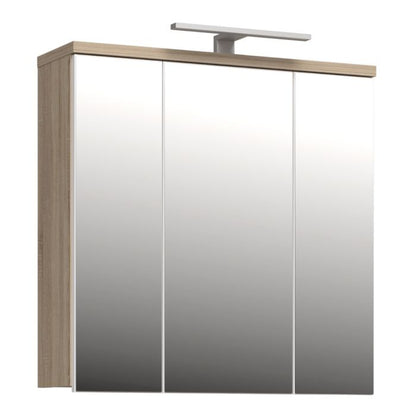 Veris 3 Door Mirrored Bathroom Cabinet with Integrated LED Lighting – Sonoma Oak & White Gloss