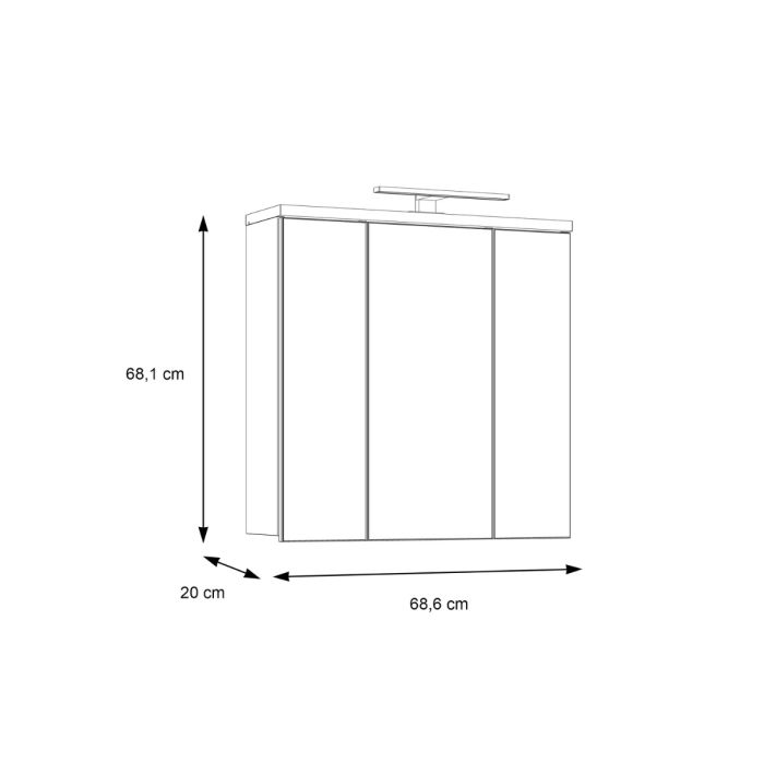 Veris 3 Door Mirrored Bathroom Cabinet with Integrated LED Lighting – Sonoma Oak & White Gloss