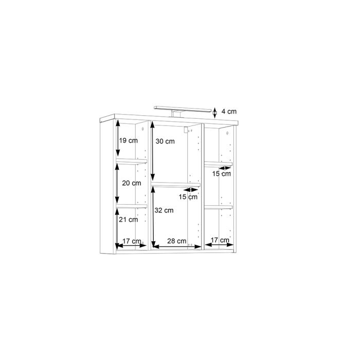 Veris 3 Door Mirrored Bathroom Cabinet with Integrated LED Lighting – Sonoma Oak & White Gloss