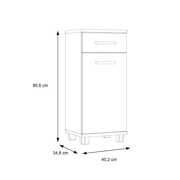Veris Bathroom Cupboard with 1 Door & 1 Drawer in Sonoma Oak and White Gloss