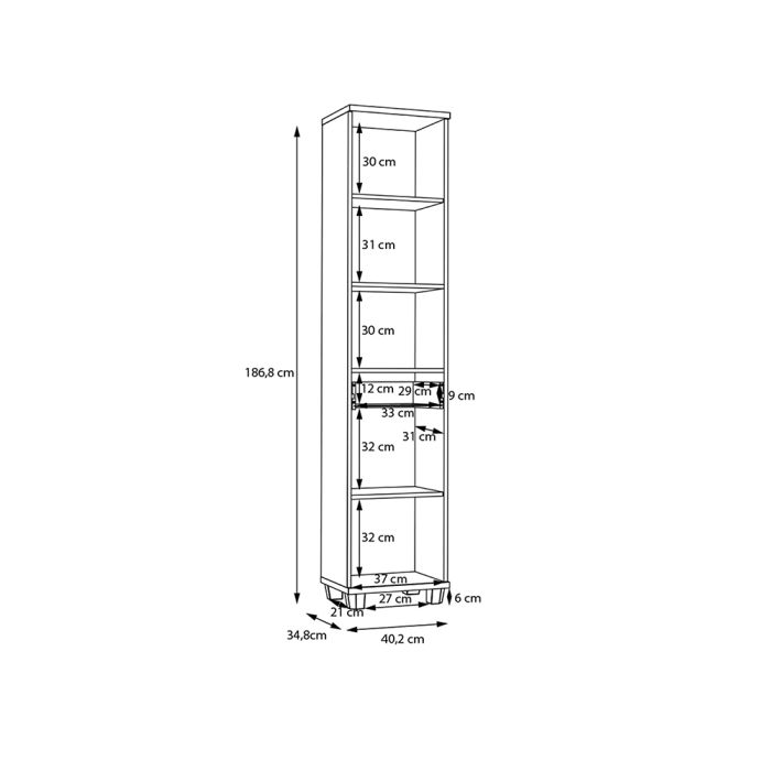 Veris Tall Narrow Bathroom Cupboard with 2 Doors & 1 Drawer in Sonoma Oak and White Gloss