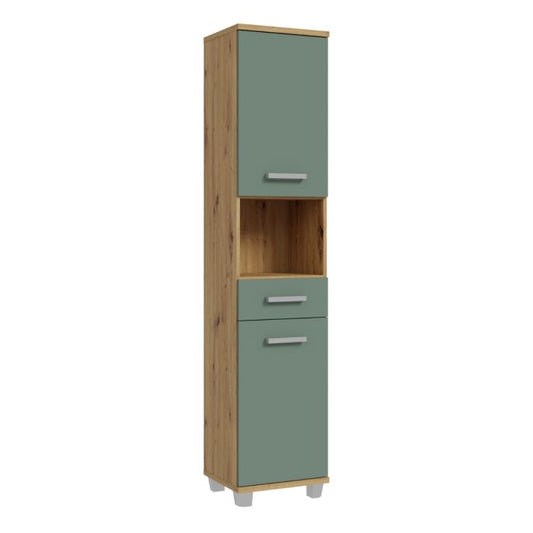 Veris Tall Narrow Bathroom Cupboard with 2 Doors & 1 Drawer in Sand