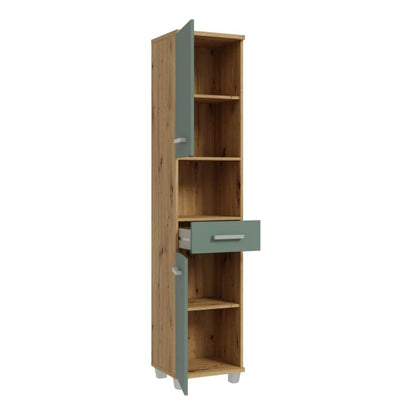 Veris Tall Narrow Bathroom Cupboard with 2 Doors & 1 Drawer in Sand