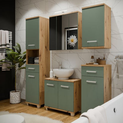 Veris Tall Narrow Bathroom Cupboard with 2 Doors & 1 Drawer in Sand