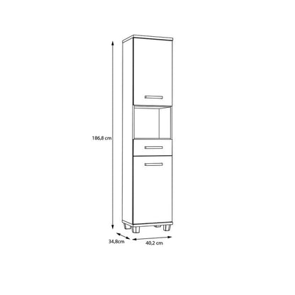 Veris Tall Narrow Bathroom Cupboard with 2 Doors & 1 Drawer in Sand