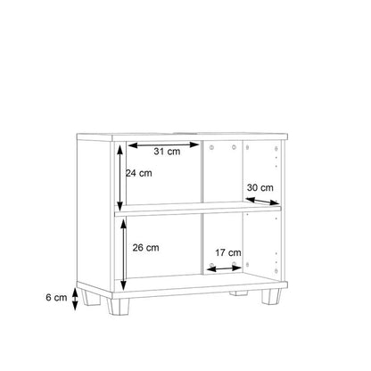 Veris Under Sink Vanity Unit with 2 Doors in Walnut and Dark Grey