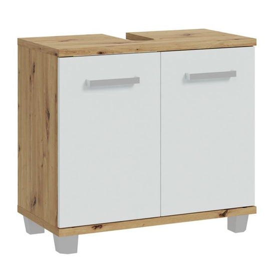 Veris Under Sink Vanity Unit with 2 Doors in Artisan Oak and Light Grey Doors