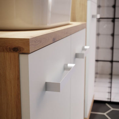 Veris Under Sink Vanity Unit with 2 Doors in Artisan Oak and Light Grey Doors
