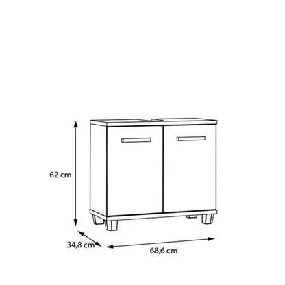 Veris Under Sink Vanity Unit with 2 Doors in Artisan Oak and Light Grey Doors