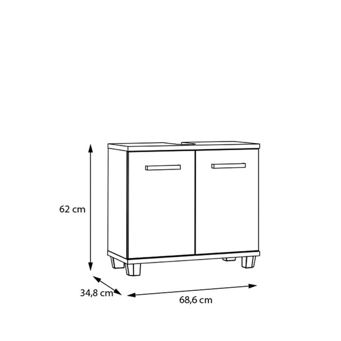 Veris Under Sink Vanity Unit with 2 Doors in Artisan Oak and Sage Green Doors