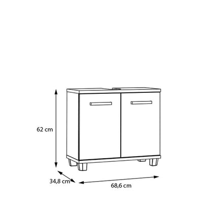Veris Under Sink Vanity Unit with 2 Doors in Artisan Oak and Sage Green Doors