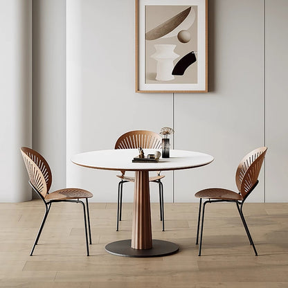 Anderson Small Round Dining Table, Sintered Stone & Solid Wood
