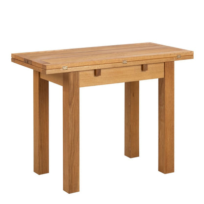 Kenley Extending Dining Table in Oak 45-90cm includes 4 Riano Dining Chairs in Black