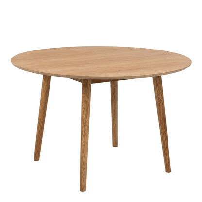 Nagano Round Dining Table in Oak 120x120cm includes 4 Femke Dining Chairs in Olive Green