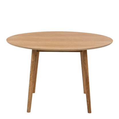 Nagano Round Dining Table in Oak 120x120cm includes 4 Femke Dining Chairs in Olive Green