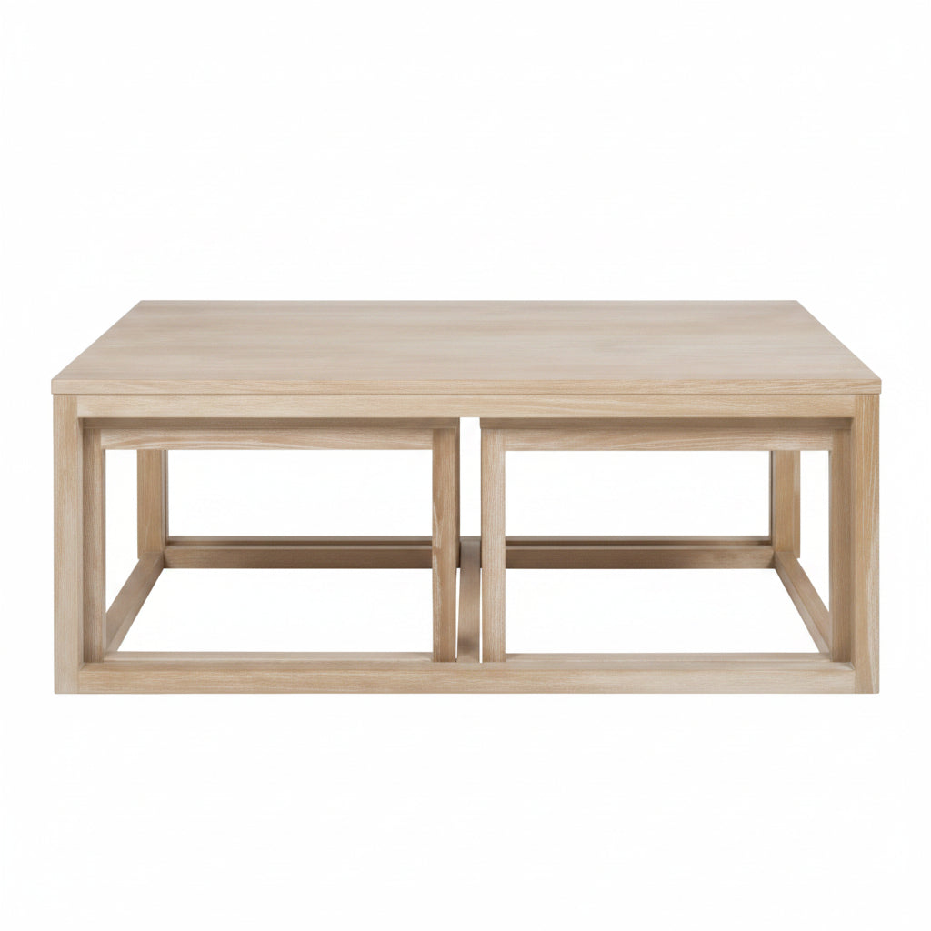 Scandia 3-in-1 Nested Coffee Table Set – White Pigmented Oak