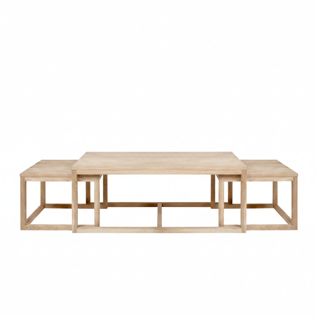 Scandia 3-in-1 Nested Coffee Table Set – White Pigmented Oak